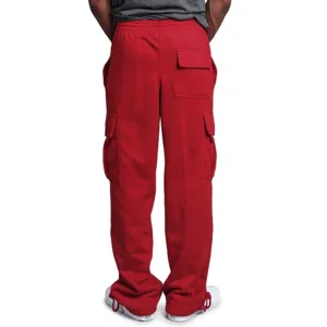 Men's thick brushed fleece cargo pants with multiple pockets, casual winter streetwear style.