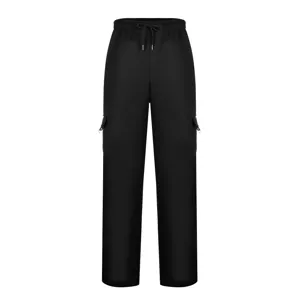 Thickened fleece-lined cargo sweatpants for men, featuring elastic drawstring waist and pockets.