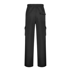 Men's thick fleece cargo pants black winter warm casual trousers with multiple pockets