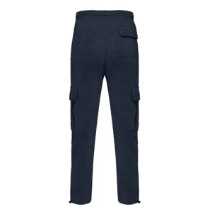 Men's thick fleece cargo sweatpants winter warm thermal trousers with multiple functional pockets.