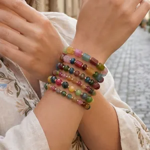 Niche-ontwerp Dopamine Kleurrijke Geverfde Toermalijn Kralen Armband Voor Vrouwen High-End Stijl Stapelbare Halfedelsteen Hand Sieraden Armband Cadeau