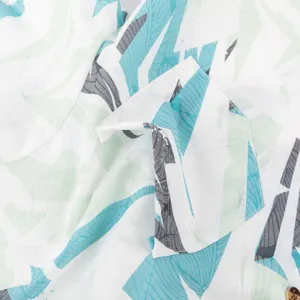 Men's casual short sleeve Hawaiian shirt with stylish geometric leaf print and lapel collar.
