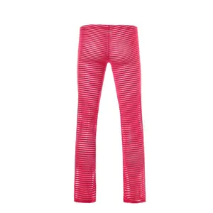 Pantaloni lunghi trasparenti da uomo a righe sexy, pigiama leggero e traspirante per la casa.