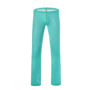 Pantaloni lunghi a righe trasparenti da uomo vista dettagliata abbigliamento notte sexy