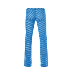 Pantaloni da uomo a righe trasparenti sexy abbigliamento da notte traspirante stile moda