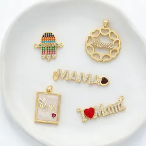 Pendatifs et charms lettre MAMA plaqués or pour fabrication de bijoux collier bracelet DIY accessoires