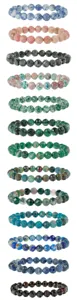 Gefaseerde natuurstenen kralenarmbanden met diverse kleurrijke edelstenen voor trendy stapelen.