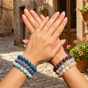 Retro Morandi kleur kralen stretch armband Europese stijl modieuze accessoire voor vakantie.