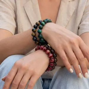 Retro Natuurlijke Tijgeroog Gefacetteerde Kralen Armband Voor Dames Heren Lichte Luxe Stapelbare Halfedelsteen Armband Handsieraden