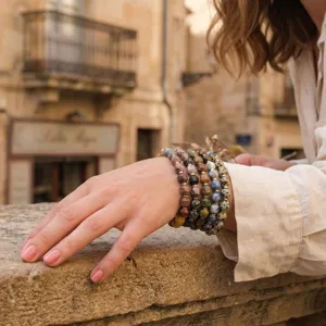 Vintage multi-layer natural stone beaded bracelet set for women fashion jewelry daily wear.