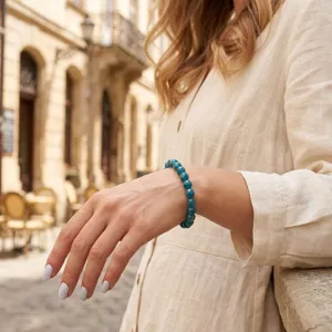 Chique gefacetteerd blauw edelsteen kraal armband, vintage stijl elegante dames sieraden.
