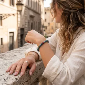 Elegant kralenarmband met edelstenen voor vrouwen, vintage stijl elastisch en stapelbaar.