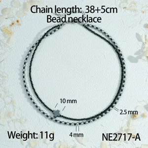 Dubbellaagse kralenketting met kruis hanger, modieuze hippe sieraden voor vrouwen.