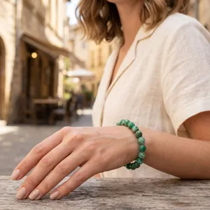 Vintage groen kraal armband edelsteen elastische pols sieraden voor vrouwen dagelijks