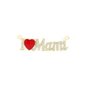 Pendentif I Love Mami Zircon Plaque Or 18K DIY Collier Bracelet Accessoire Bijoux