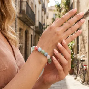 Retro Morandi kleur kralen elastische armband, Europese stijl gemengde sieraden voor dagelijks.