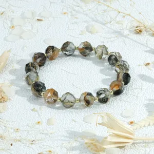 Facettiertes Kristallglas Armband mit vergoldeten Perlen, stilvoller Damenschmuck.