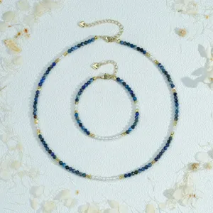 Turquoise and faux pearl beaded necklace and bracelet set, fine handmade layered jewelry.