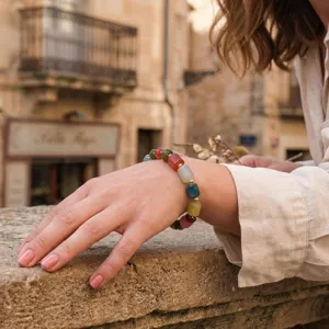 Kleurrijke tourmalijn kralen armband edelsteen stapelbare hand sieraden voor vrouwen