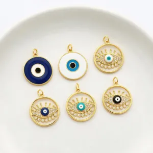 Colgante de metal bañado en oro de mal de ojo DIY joyas hechas a mano collar
