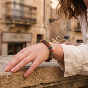 Kleurrijke toermalijn edelsteen kralen armband met gouden spacers stijlvolle dames sieraden