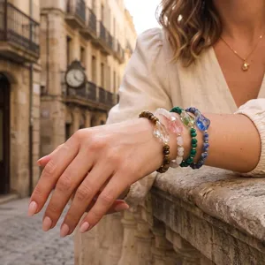 Europese ins stijl kristal glas kralen armband onregelmatige halfedelsteen elastische sieraden