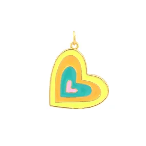 Colgante De Corazón Esmaltado Multicolor Chapado En Oro Accesorio De Collar Hecho A Mano