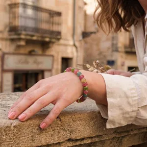 Kleurrijke toermalijn kralen armband voor vrouwen niche ontwerp stapelbare sieraden