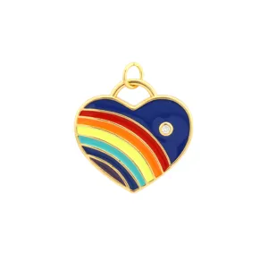 Colgante de corazón arcoíris de esmalte bañado en oro de 18K mal de ojo accesorio de joyería