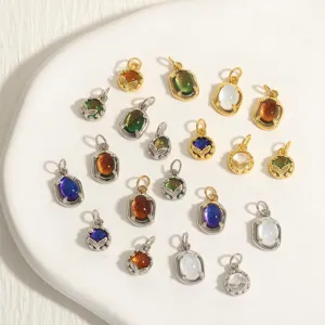 Colorful magic gemstone DIY pendant charms, gold and silver plated metal jewelry making accessories.
