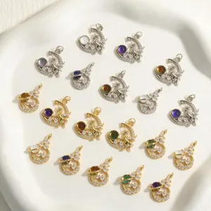 18k gold plated magic gemstone star moon unicorn pendants diy bracelet necklace charms