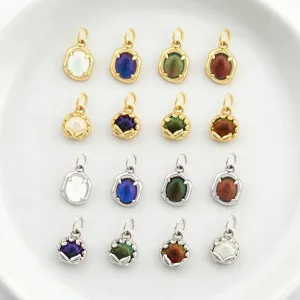 Gold silver plated gemstone DIY charms, colorful iridescent pendants for custom bracelets necklaces.