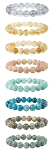 Kleurrijke natuurlijke edelsteen kralen armbanden set voor dames mode sieraden look.