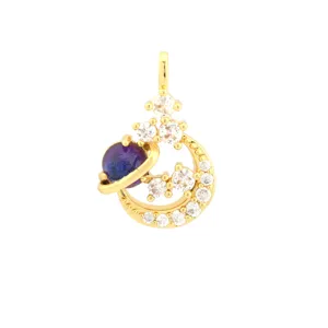 Exquisite 18k gold plated celestial star moon planet pendant detail, sparkling cubic zirconia.