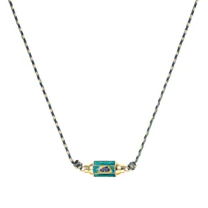 Handmade woven rope hexagonal cylinder pendant necklace for women ins style daily jewelry.