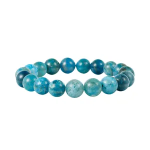 Prachtige blauwe edelsteen kraal armband met gepolijste ronde kralen voor mooie look.