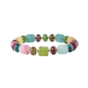 Kleurrijke toermalijn edelsteen kralen armband stapelbaar niche ontwerp elegante sieraden