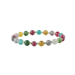 Kleurrijke toermalijn kralenarmband, trendy dopamine mode polssieraad om leuk te stapelen.