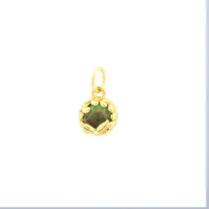 Detail of 18k gold plated copper iridescent gemstone pendant, exquisite DIY jewelry charm.