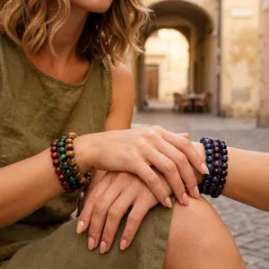 Natuurlijke tijgeroog kraal armband gelaagde stapelbare edelsteen sieraden voor dagelijks