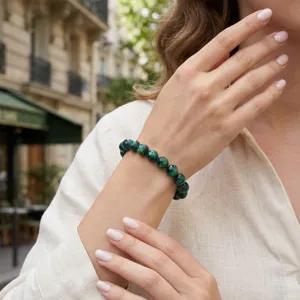 Retro groene tijgeroog edelsteen kralenarmband, stijlvolle gefacetteerde halfedelsteen.