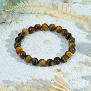 Vintage natuurlijke tijgerogen kralen armband voor heren en dames, elegante halfedelsteen sieraden.