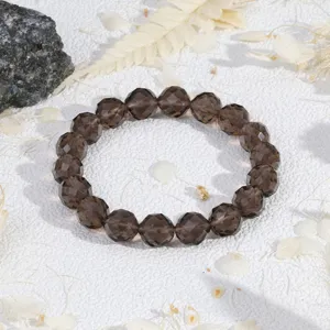 Gefaseerde rookkwarts kralen armband vintage stapelbaar minimalistisch design sieraad