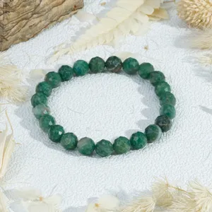 Groene stenen kraalarmband, retro stijl elastische stapelbare armband voor dagelijks pendelen.