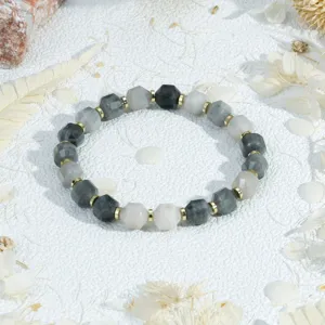 Vintage faceted stone beaded bracelet with gold spacers elegant minimalist fashion jewelry