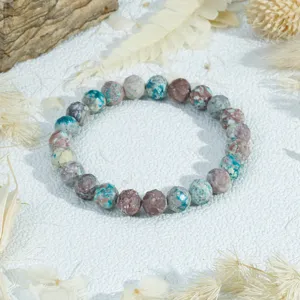 Vintage edelsteen kralen armband, gefacetteerde kleurrijke stenen elastische sieraden voor dames.