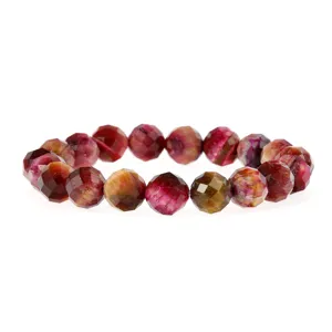Gedetailleerd overzicht van gekleurde facetgeslepen edelsteenarmband, stijlvol accessoire
