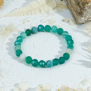Facetgeslepen kleurrijke edelsteen kralen armband, delicat gestapelde elastische sieraden.