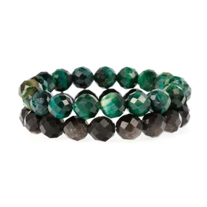 Prachtige facet geslepen edelsteen kralen armband met meerdere lagen voor dames.