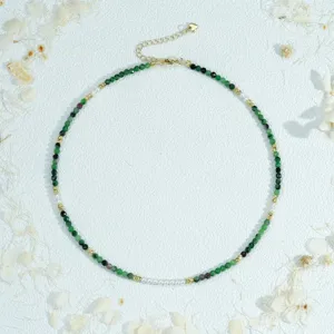 Handmade turquoise imitation pearl beaded necklace fine stackable choker jewelry accessory